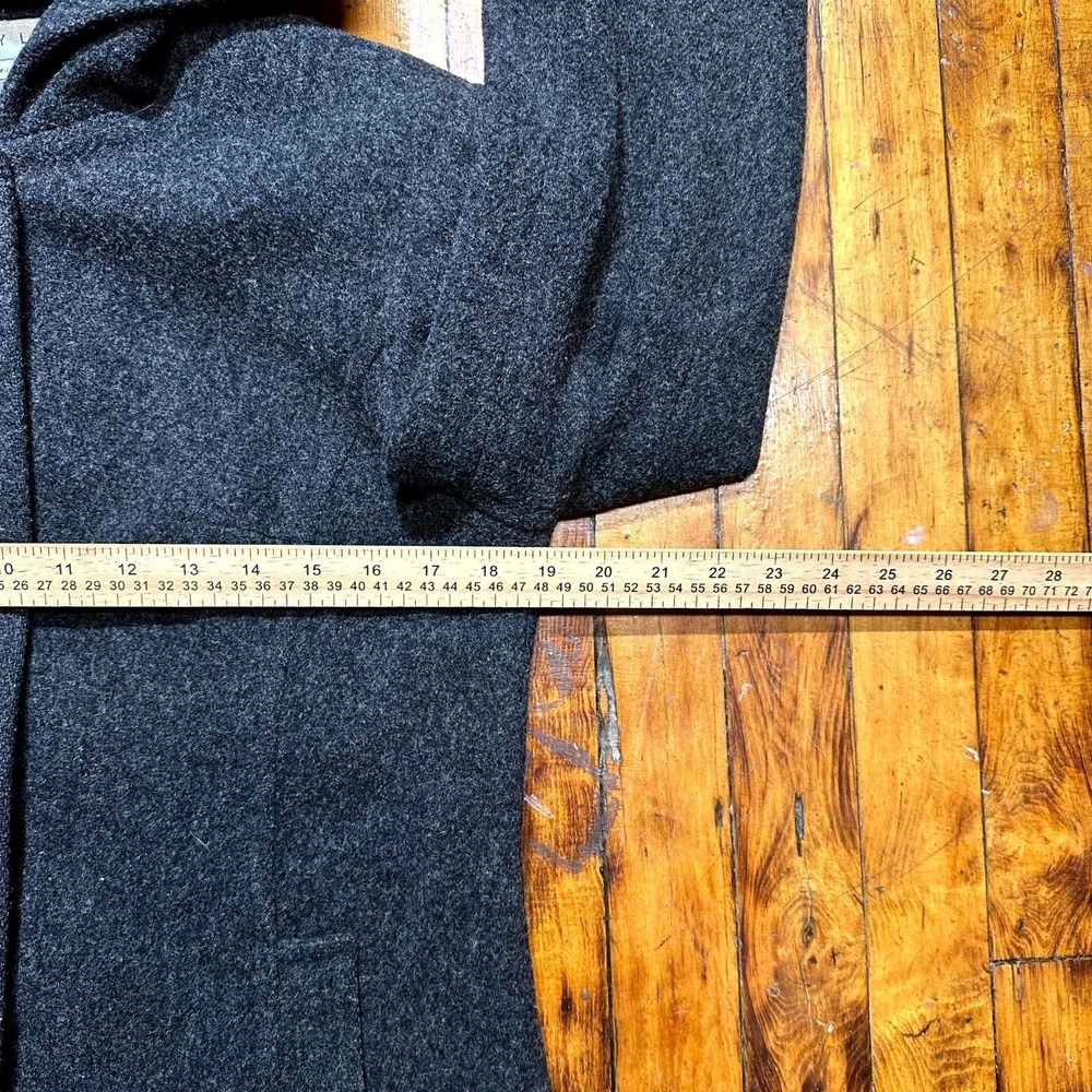 Larry Levine Long Coat Women's Size 6 Black Wool Long Sleeve Hooded Asymmetrical - Picture 10 of 12